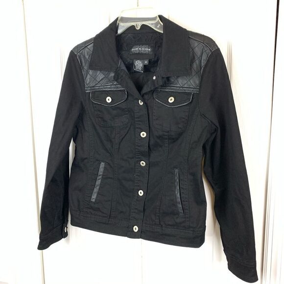 Live a Little Vegan Leather and Denim Jacket - Picture 1 of 3
